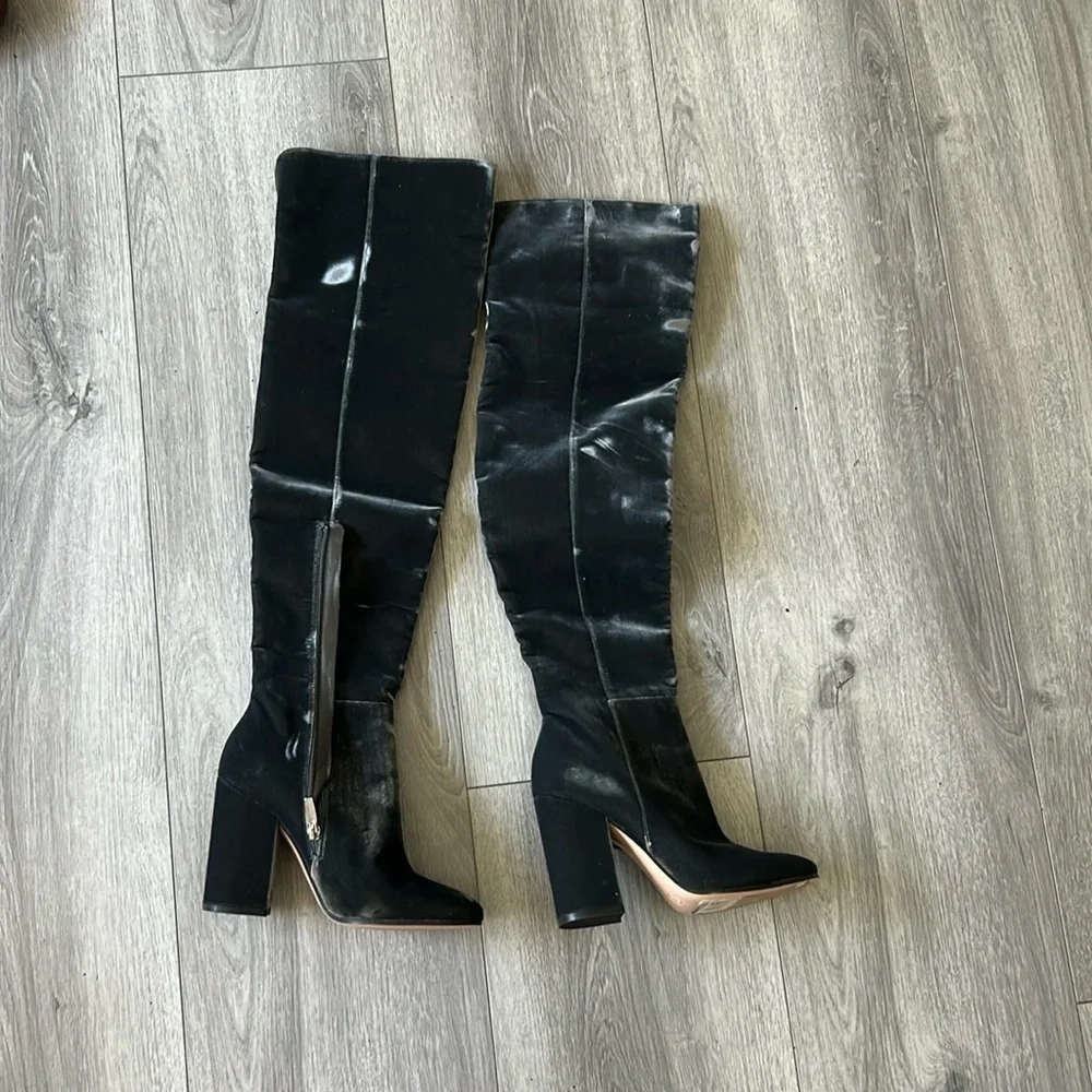 Gianvito Rossi Anthracite Velvet Knee Boots 36 NWT